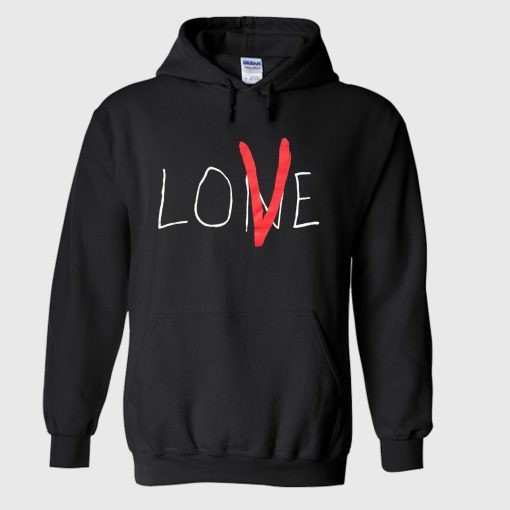 Vlone 'lone Love' Nyc Red On Black Hoodie